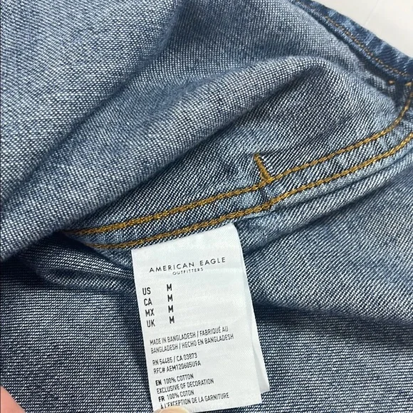 American Eagle Denim Hooded Button-Up Shacket. Unisex. Sz M - Picture 9 of 10